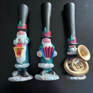 Whimsical Snowman Musician Trio Figurines 1994 North Pole Caroling Society